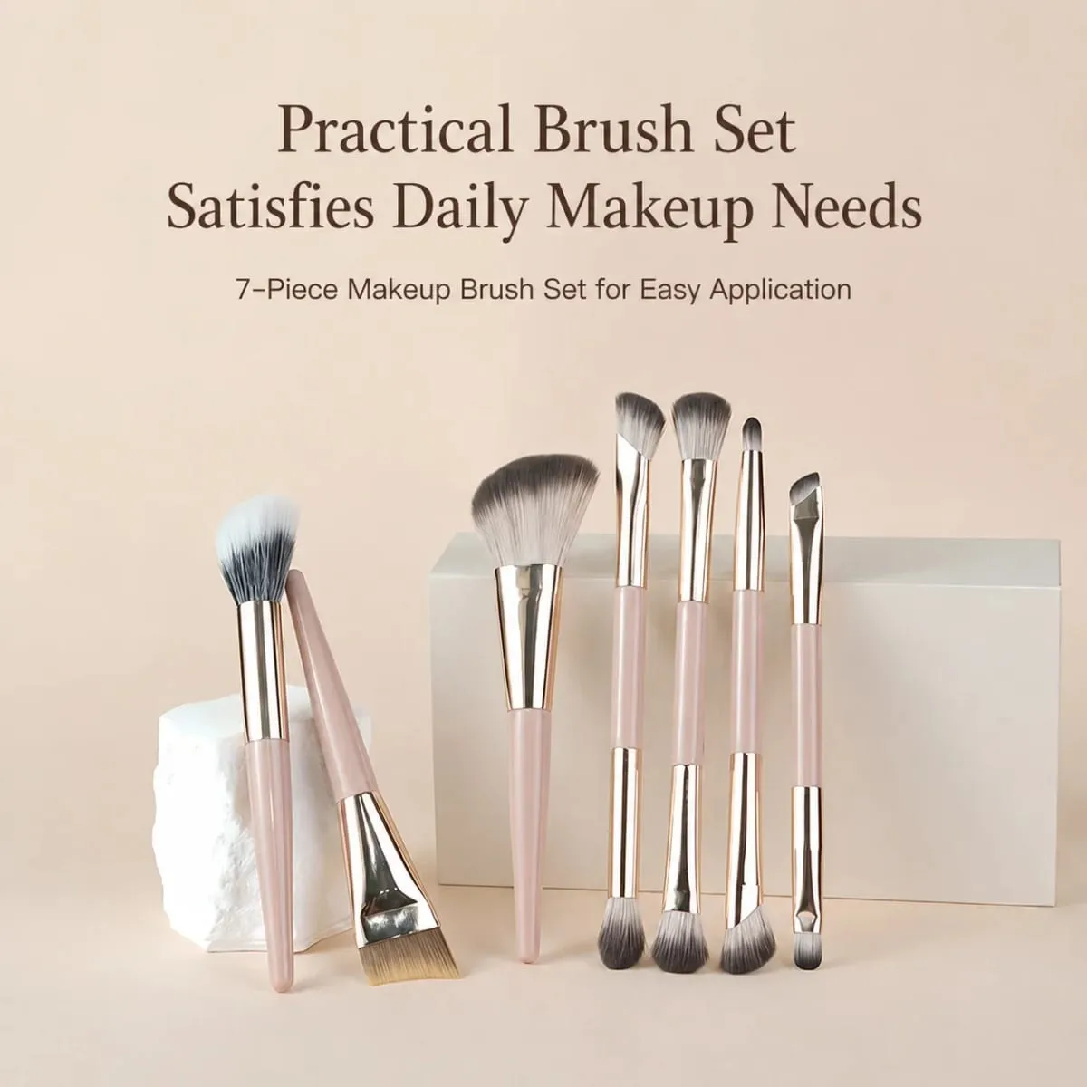 Portable 8 Piece Foldable Dual-Ended Makeup Brush Set Foundation Contour Eyeshadow Blush Concealer Brushes Travel Makeup Tools