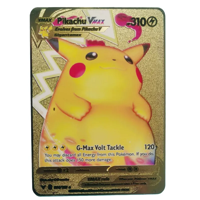 Van Gogh Museum Pokemon English Metal Card Anime Pikachu Charizard Mewtwo Shiny Letters Game Collection Card Kids Toy Gifts