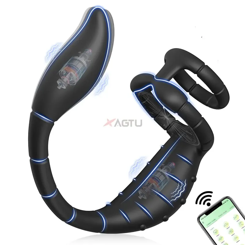 Titreşimli Horoz Halka Erkek prostat masaj aleti Stimülatörü Erkekler için APP Kontrolü Çiftler için Seks Oyuncak Anal Vibratör Penis Halkası Popo Fiş — image 9