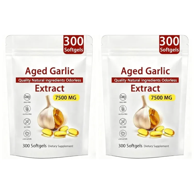 Aged Garlic Extract Softgels Odorless Immune Balance Support Antioxidant-Rich Daily Formula 7500 Mg Heart Vitality 300 Softgels