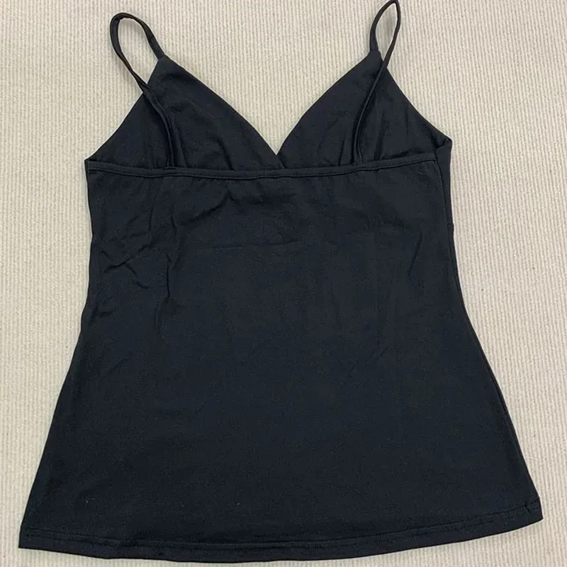 Aesthetic Flower Print Rhinestone Decorative Slim Camisole Summer V Neck Backless Fashion Street Vintage Harajuku Sleeveless Top