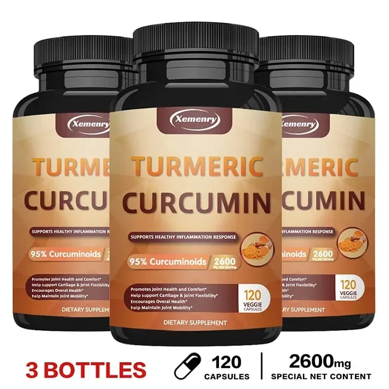 Turmeric Curcumin Capsules Supplement with BioPerine Black Pepper Extract for Joint Digestive & Immune Support