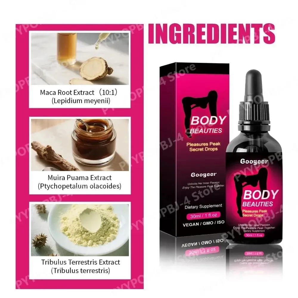 Gotas líquidas de extracto de raíz de maca 30 ml con suplemento líquido Muira Puama y Tribulus para mujeres