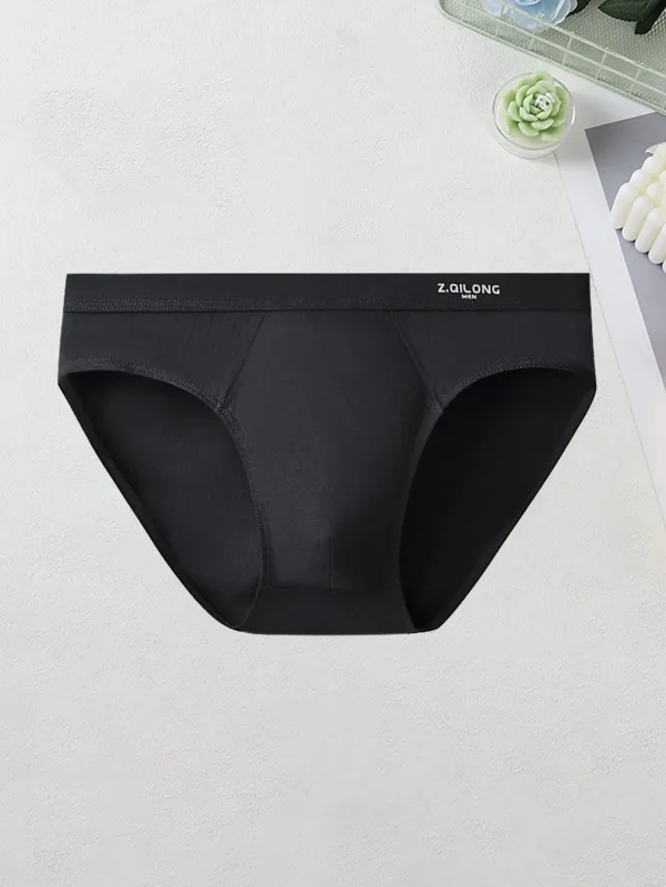 2PCS Men's Cotton Briefs Soft Basic Underwear Mid Waist Comfort Casual Underpants Solid Color Knitted Men's Brief — image 3