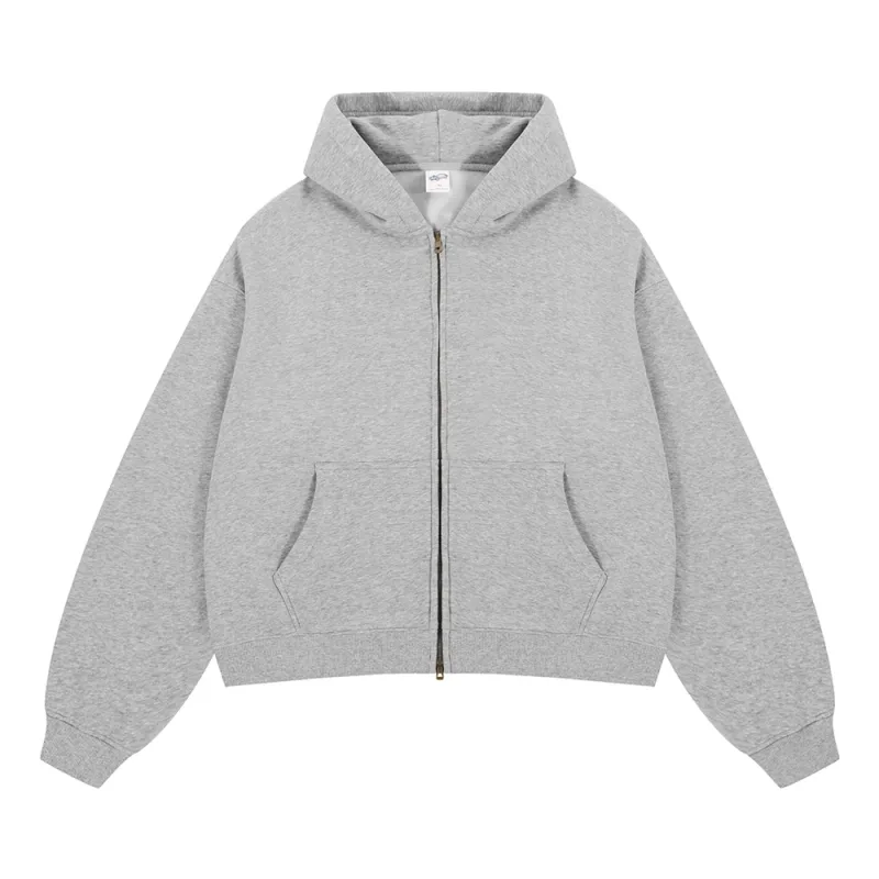 Trendy 2025 Winter Man Solid Fleece Boxy Hoodies Unisex 350gsm Dubbele Hoofd Rits Hoody Jas HY1122 — image 10