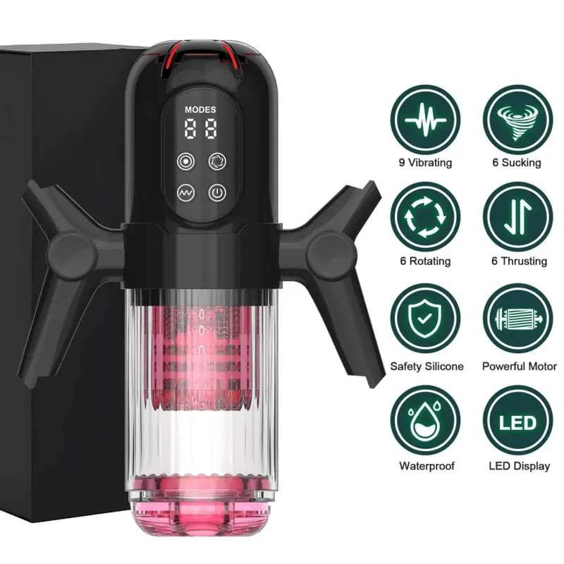 Automatische Teleskop Drehen Saugen Männlichen Blowjob Masturbator mit Griff LCD Penis Pumpe Tasche Pussy Erwachsene Sex Spielzeug für Männer 18