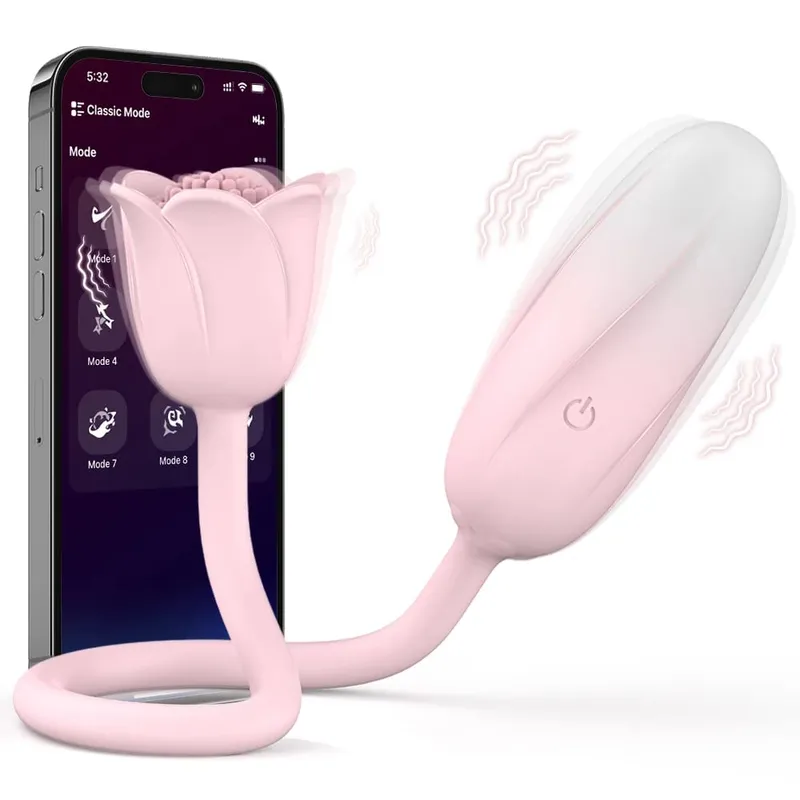 Rose-Sucking Thrusting Dildo Vibrator for Women Nipple Clit Stimulator Vibrating Egg Tongue Licking Clitoris Sucker Sex Toys
