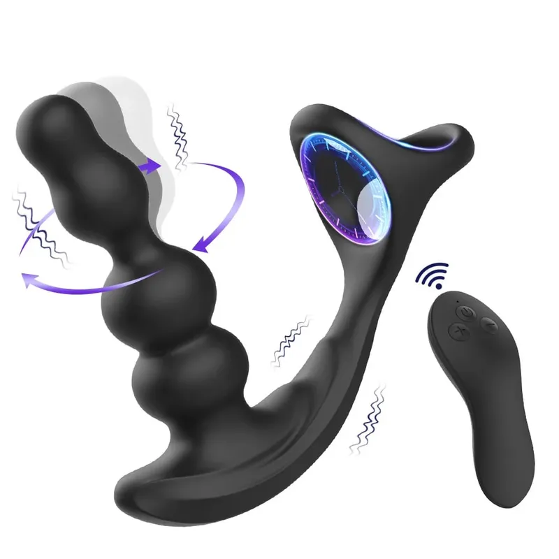 Thrusting Anal Plug Vibrator Wireless Control Prostate Massager Butt Plug Vibrating Suction Cup Dildo Adult Sex Toys for Men