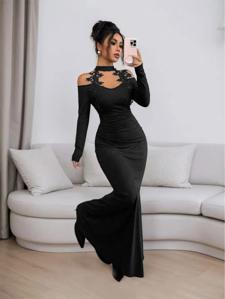 Fashion Dresses for Women Slim Long Sleeve Halter Women Dress Package Hip Long Dress Women Vestidos De Verano Mujer