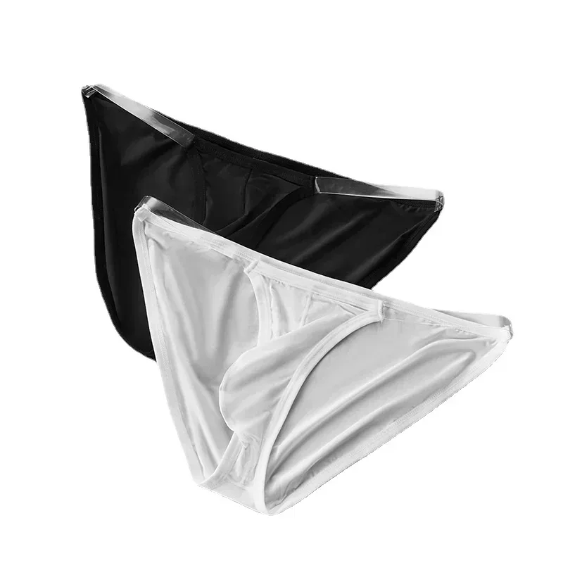 Mens Underwear Sexy Transparent Briefs Low Waist Breathable Thin Ice Silk Sexy Men Underwear