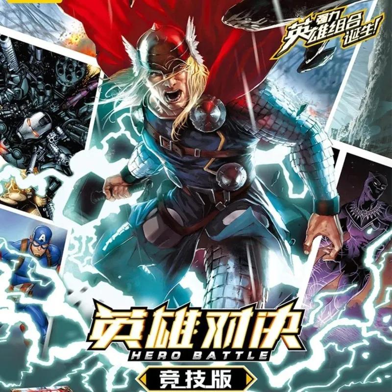 Genuíno cartão da        vingadores heróis duelo cartão versão competitiva homem de ferro thor capitão cr américa coleção cartões brinquedos