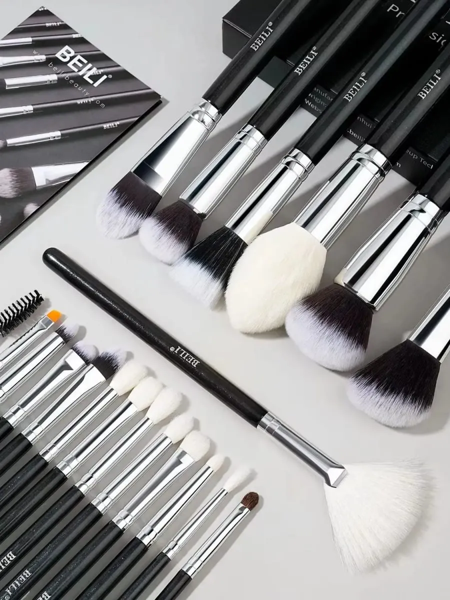 Black Professional Makeup Brush Set Natural Goat Hair Foundation Contour Eyeshadow Beauty Tools for Perfect Application — image 6