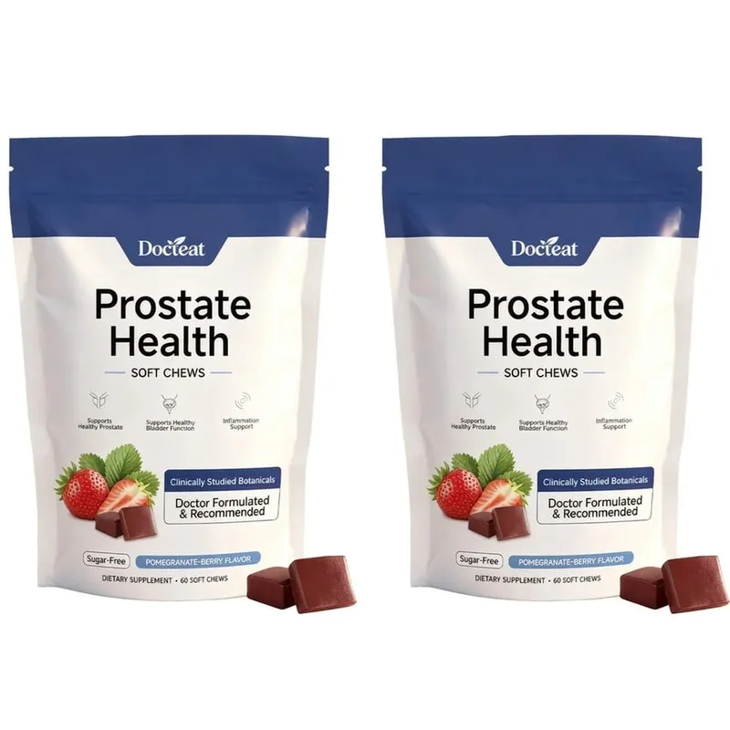 Docteat Prostate Health Soft Chews Sugar-Free with Vitamin C Zinc and Selenium for Immune System Balance 60 Soft Chews