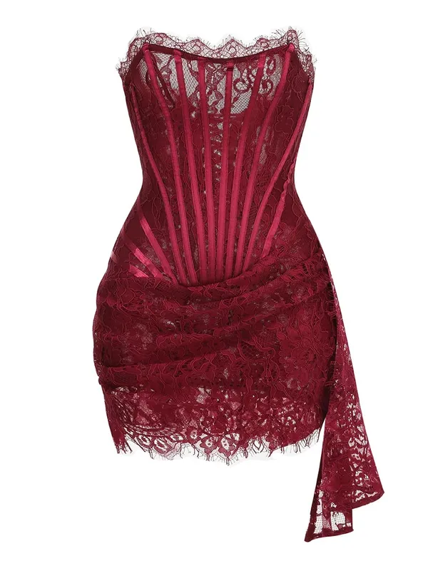 White Birthday Dress for Women Luxury 2024 Women's Elegant Dresses Autumn Pleated Evening Gowns Lace Patchwork Party Clothes — image 7