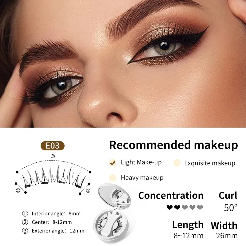 Brown Lashes 3Magnetic eyelashes integrated storage box 3D false eyelash with applicater natural thick glue-free eye lashes drop — image 7