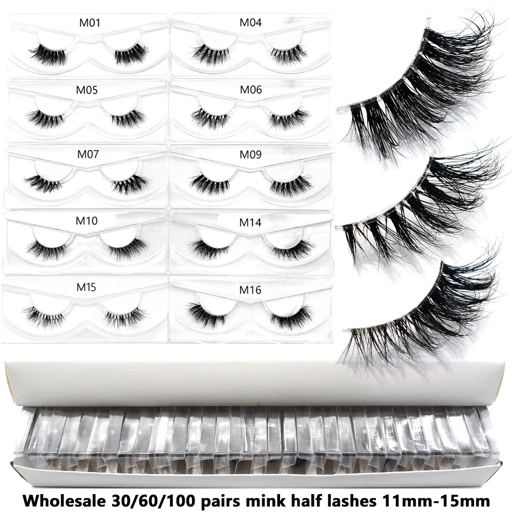 Bulk Items 10/30/60/100 Pairs Mink Half Lashes Natural Long Fluffy Wispy Half False Eyelashes Extension Lightweight Short Lashes