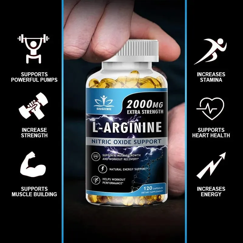 Super Arginine - 2000 Mg Pre-Exercise Supplement - Promotes Muscle Growth And Strengthens Muscle Energy And Endurance