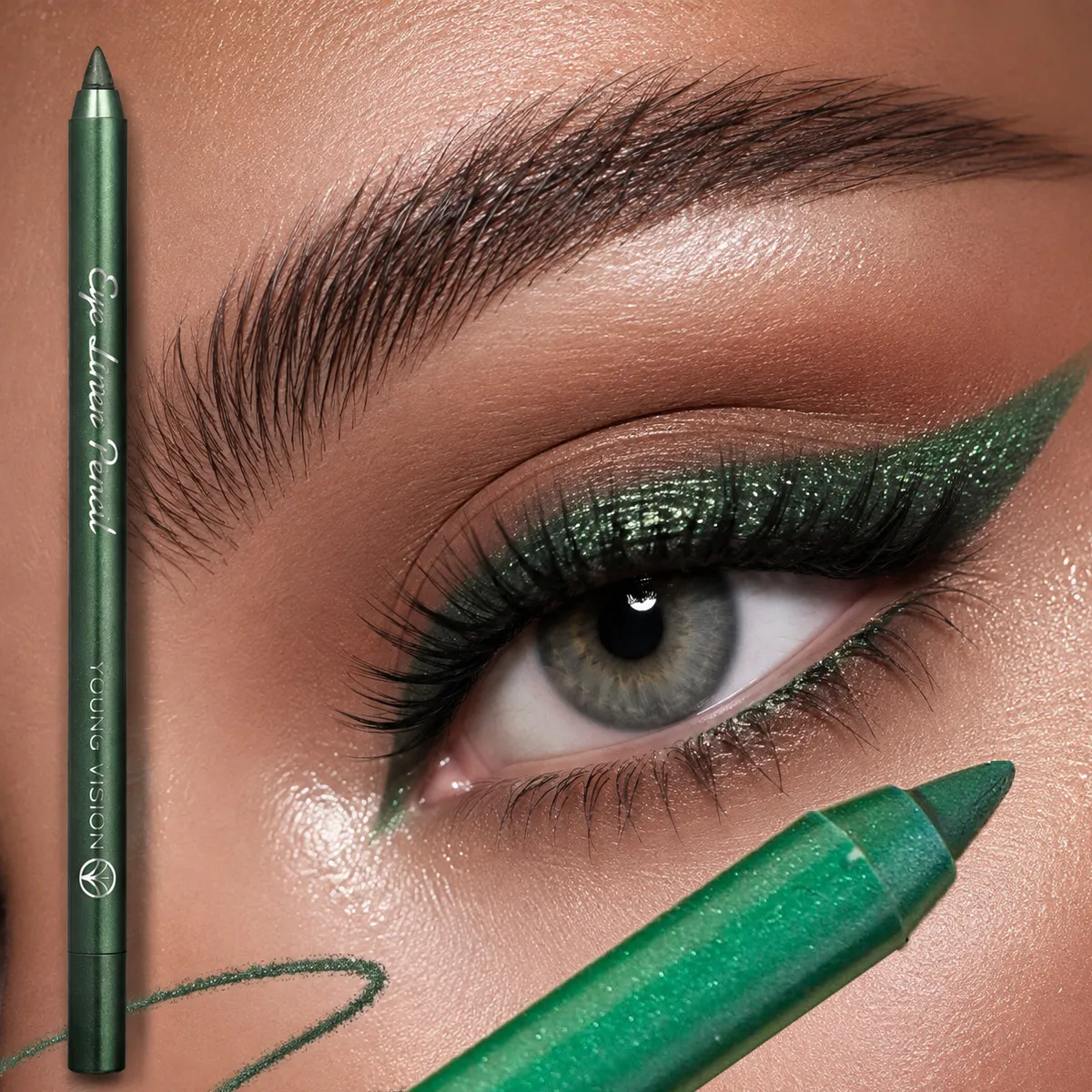 Waterproof Pearlescent Blue Green Eyeliner Pencil Long-Lasting Metallic Glitter Eye Liner Gel High Pigmented Punk Eye Makeup