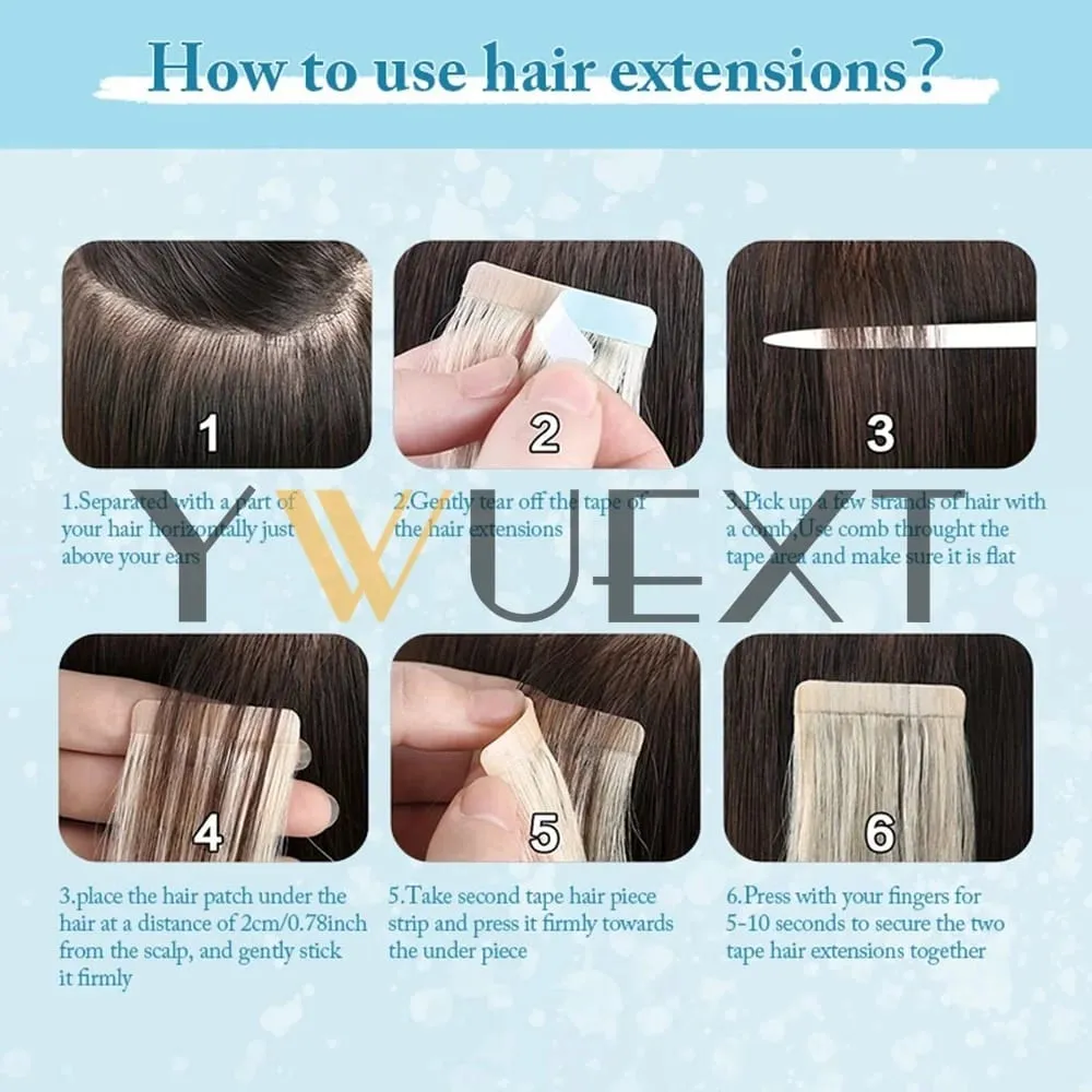 Tape in Human Hair Extensions 12-20 Inches Seamless PU Skin Weft Tape Hair Natural Straight 20pcs/pack 30G Tape Glue — image 6