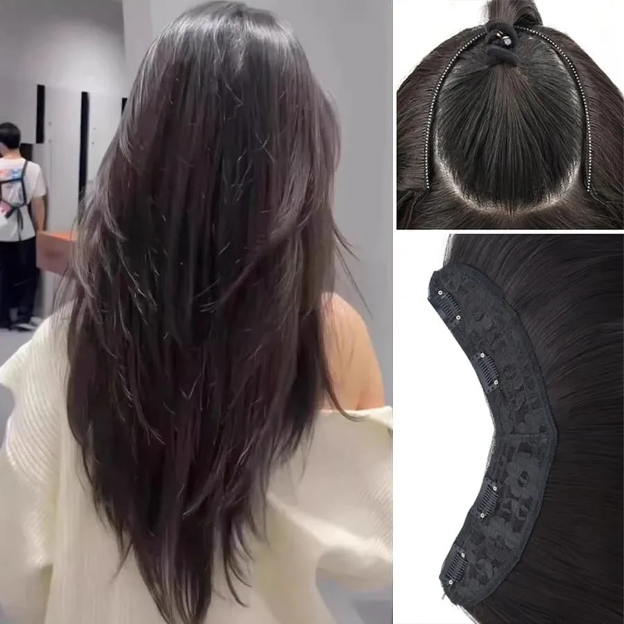 Synthetic Traceless Invisible U-shaped Long Curly Hair With Inner Buckle Extension Wig For Girl Daily Party Christmas Halloween