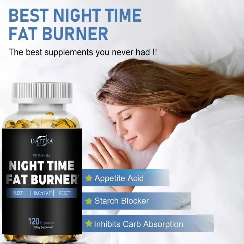 Daitea Night Fat Burning Supplement - with Vitamin D3 Green Coffee Beans Green Tea Natural Plants - Sleep & Weight Management