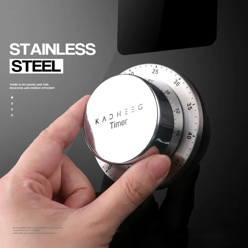 Luxury 304 Stainless Steel Kitchen Timer Magnetic Back Cooking Timing Tool Textured Stopwatch Chronograph for Fitness and Study — image 3