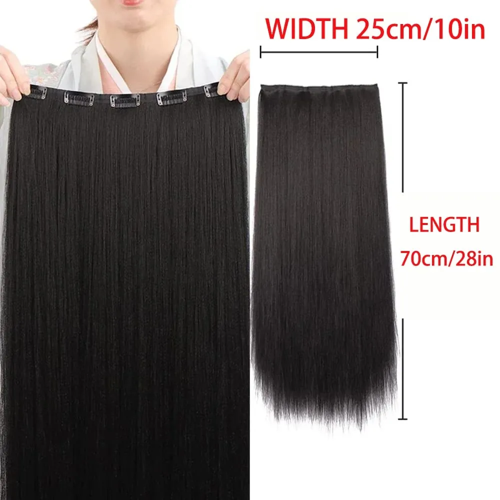 Synthetic black women's vertical hair extensions hair extensions five different lengths of headwear for women's wigs — image 28