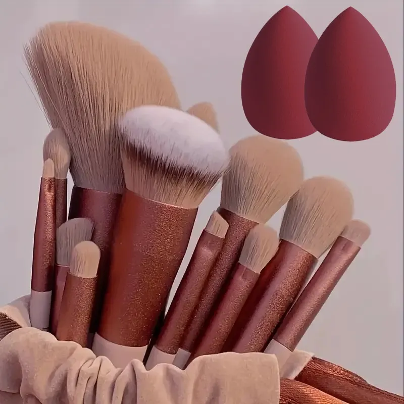 13Pcs Soft Fluffy Makeup Brushes Set for Cosmetics Foundation Blush Powder Eyeshadow Kabuki Blending with Makeup Sponge Egg — image 1