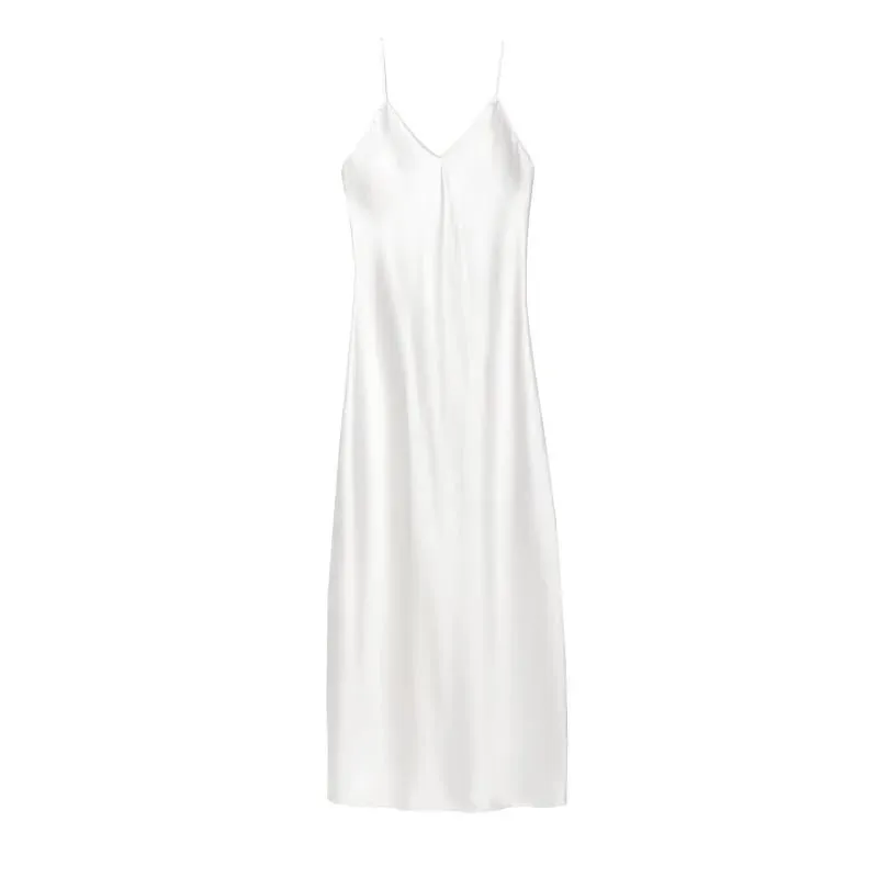 New Elegant women's fashion silk satin texture MIDI dress sexy backless party slip dress