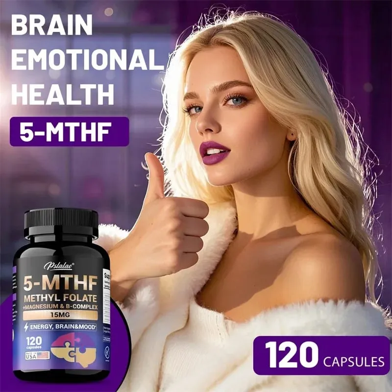 5-MTHF Methylfolate Supplement - Enhances Memory Focus and Clarity Boosts Cognitive Function Energy Brain and Mood Support