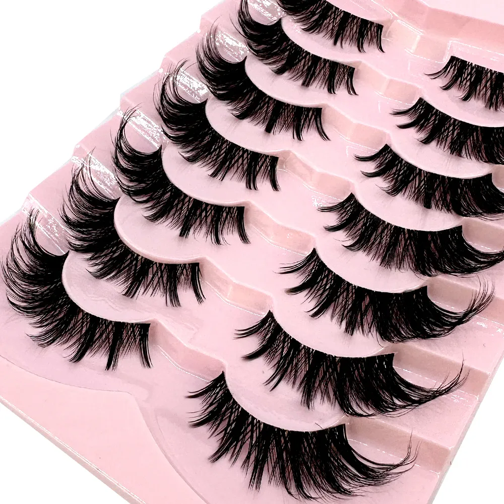 7/8PairsCat Eye Eyelashes manga Lashes 3D Clear Band Lashes naturalHalf Lashes End Eye Elongated Mink Eyelashes Fluffy Eyelashes — image 3