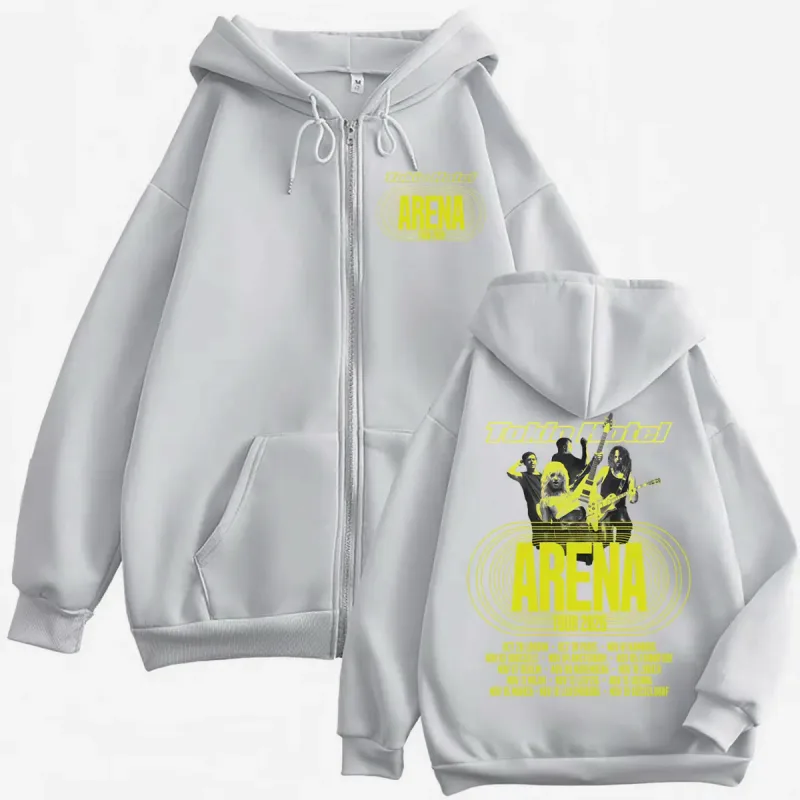 Tokio Hotel Arena Tour 2026 Dragkedja Huvtröjor Herr Kvinnor Mode Rock Zip Up Pullovers Hög kvalitet fleece långärmade sweatshirts