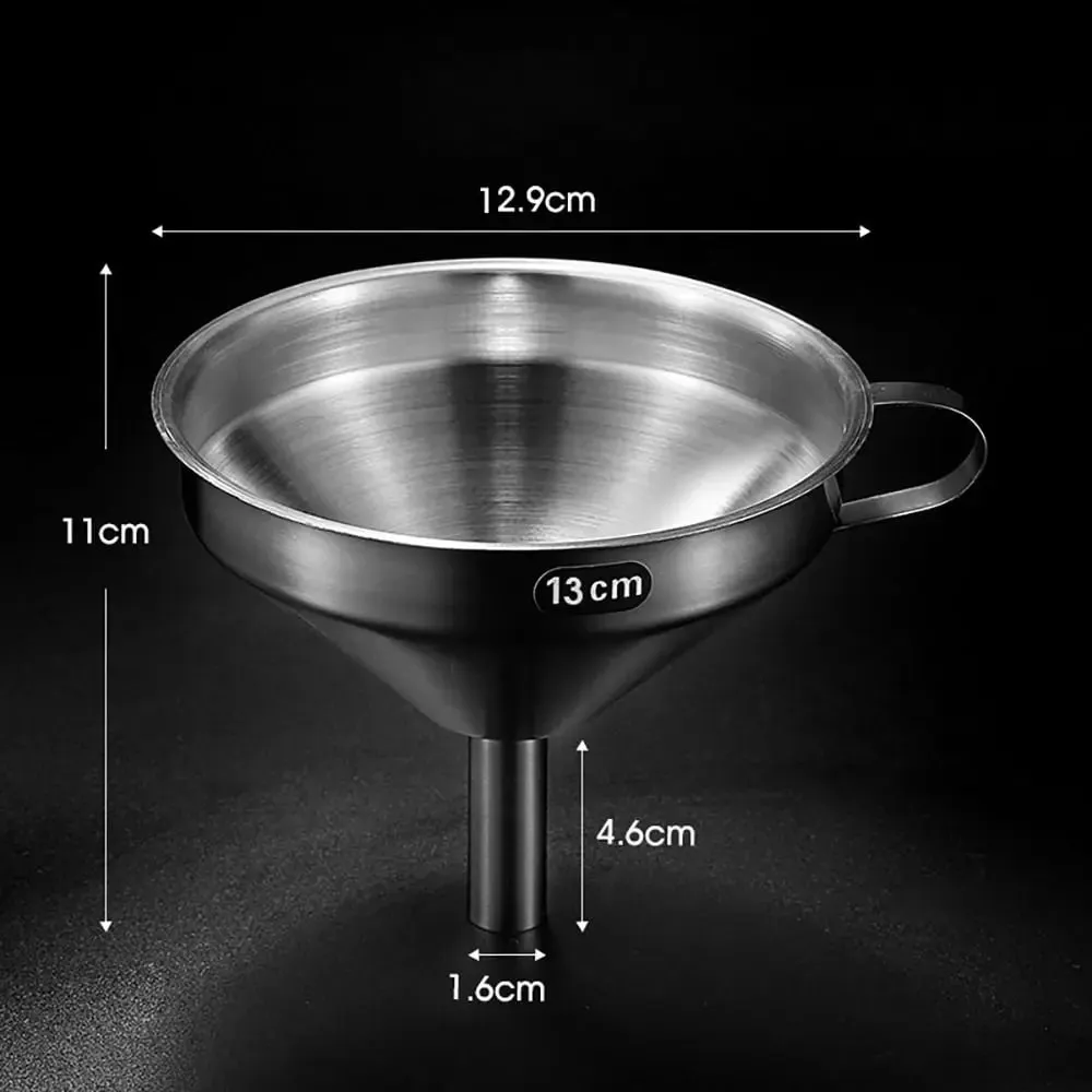 Wide Mouth Stainless Steel Funnel Spice Cooking Oil Filter Kitchen Tool Strainer with Handle Oil Spill Filter Funnel — image 13