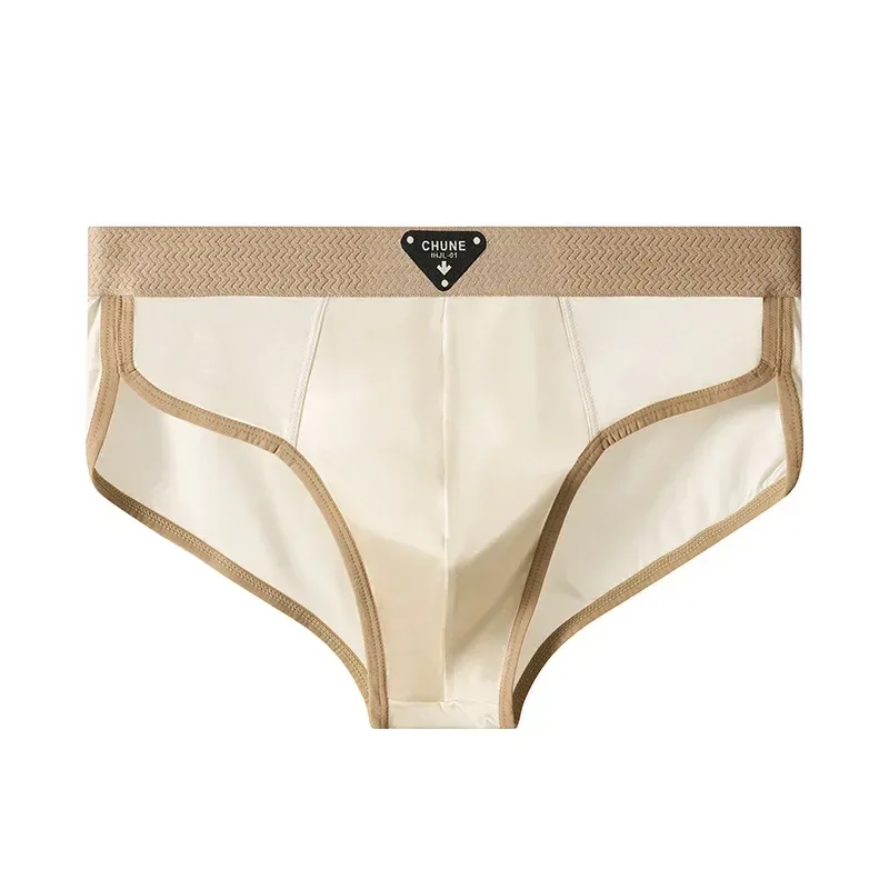 Slips en soie glacée pour hommes, sous-vêtements semblables à du Satin, sous-vêtements d'été respirants à séchage rapide, sous-vêtements Sexy avec pochette en U, 1/3 pièces
