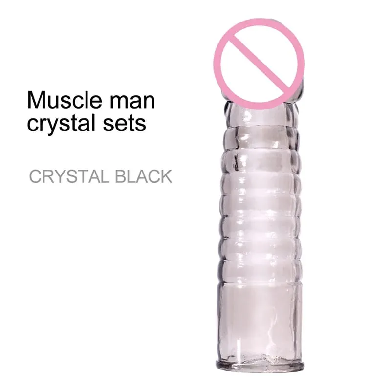 Penis Extender Cock Rings Delay Ejaculation Reusable Penis Condoms Dick Sleeve Silicone Glans Vagina Massager Sex Toys For Men