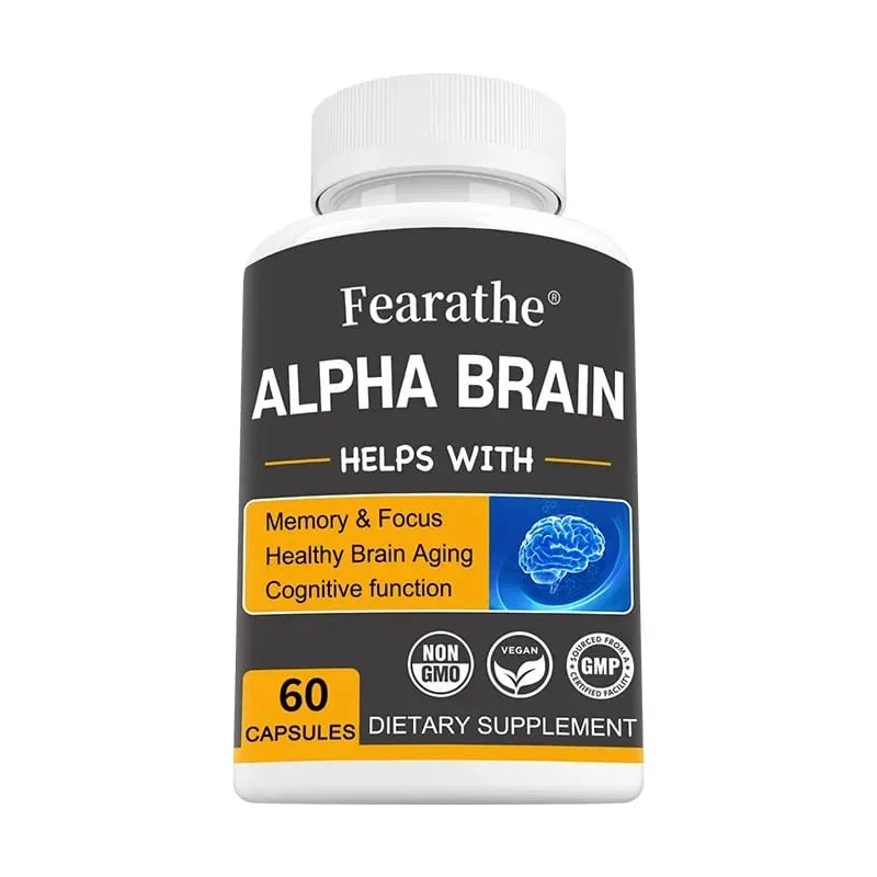 Alpha Brain Nootropics Suplement mózgu dla mężczyzn i kobiet - Pamięć, jasność umysłu i funkcje poznawcze dzięki kapsułkom skupiającym witaminę B6