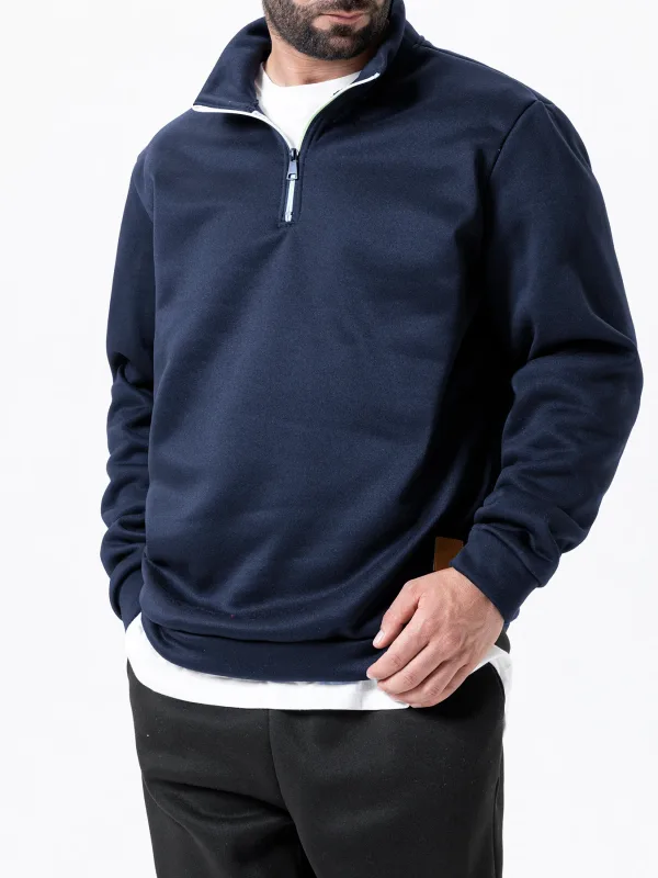 Men Sweatshirts Autumn Thicker Pullover Half Zipper Pullover Male Winter Solid Color Turtleneck Sweater Hoody Outdoor Sweatshirt — image 7