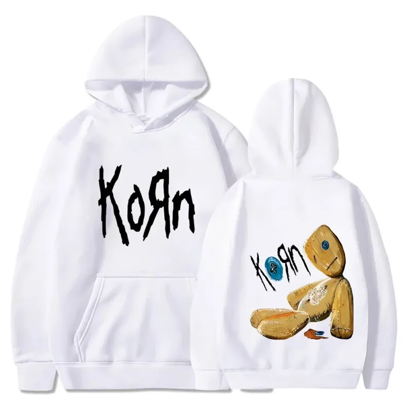 Korn Rock Band Hoodies Pullover Musim Bunga Musim Gugur Pullover Lelaki Fesyen Bercetak Sweatshirt Bertudung Kasual Longgar Pakaian Jalanan Harian Atasan Sweater