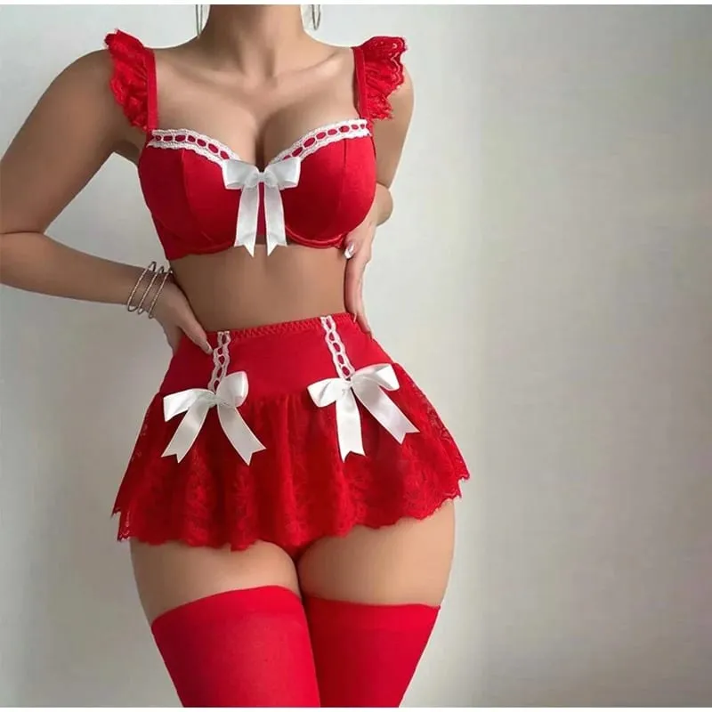 Sexy Lingerie Seamless Underwear Fancy Women Erotic Outfit Open Sexy Bra Set Fantasy Mini Skirt Bra Set Cosplay Costumes Women