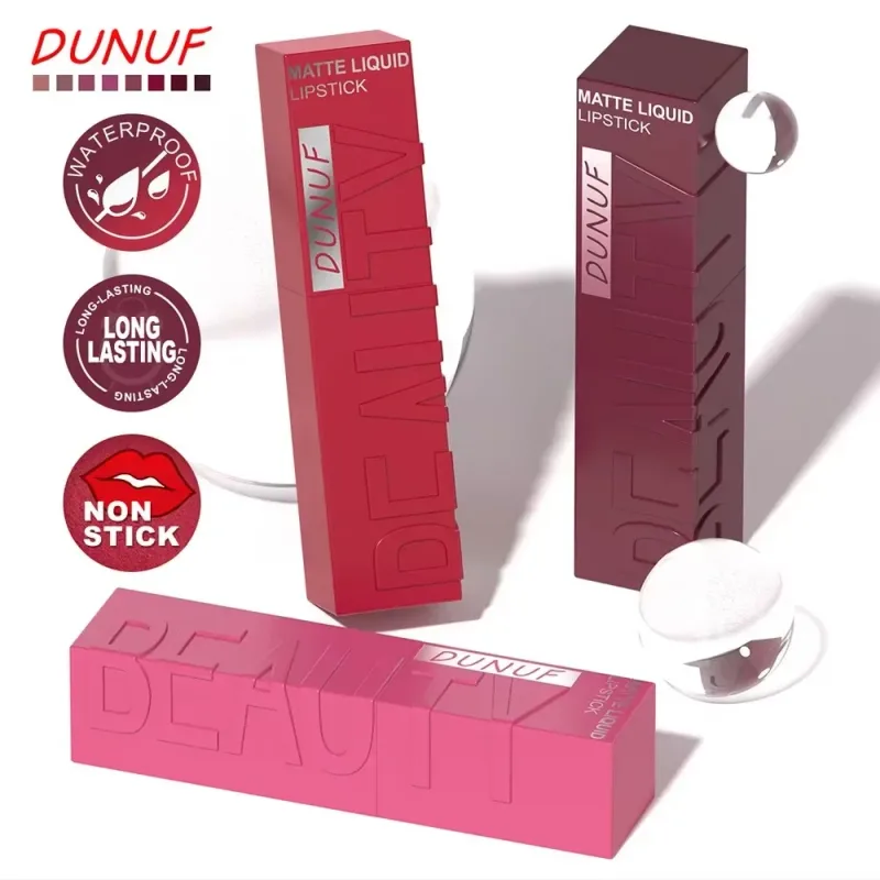 8-Color Lip Matte Smooth Easy-to-Apply Square Gloss Tube Velvet Waterproof Three-Dimensional Sexy Plumping Lipstick Makeup