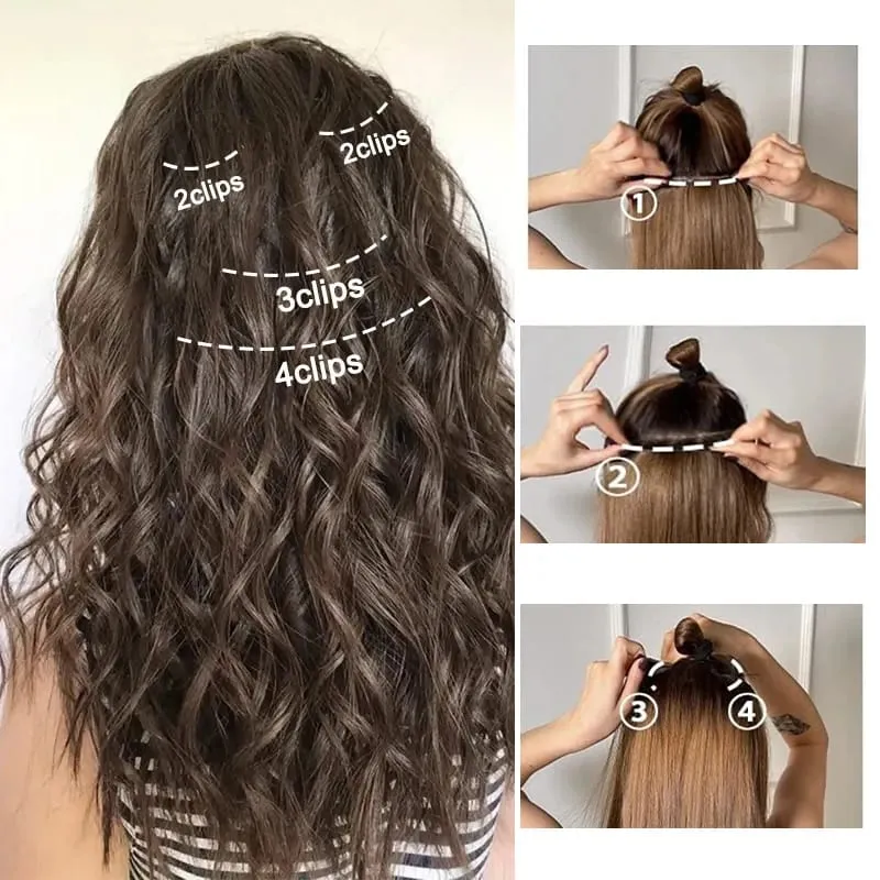 12Inch Synthetic Short Wavy Curly Hair Extension 4pcs/set Clip in Hair Easy to Wear for Women Party Use Daily