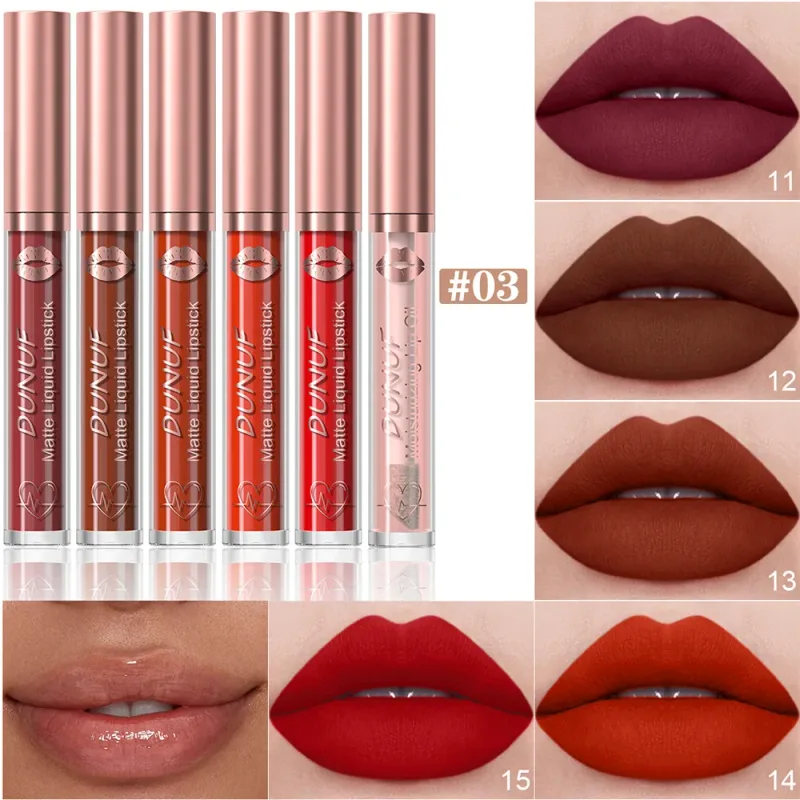6 PCS Velvet Matte Liquid Lipstick Set Waterproof Long Lasting Nude Rose Red Lip Oil For Moisture And Shine