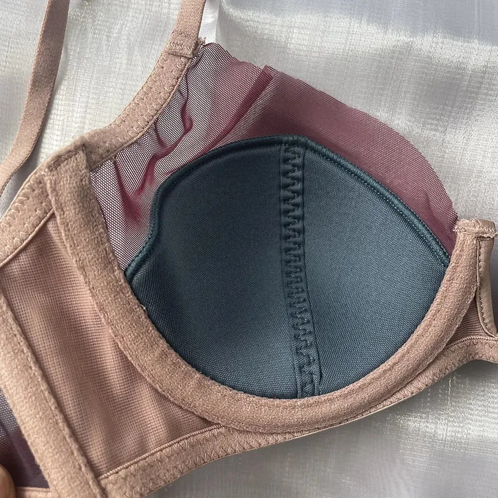 French Mesh Sexy Smooth Underwear Push-up Thin Cup Bra Soft Underwire Bra