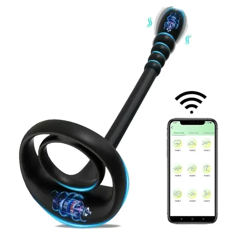 Remote Cock Ring for Men Anal Butt Plug Stimulator APP Control Prostate Penis Massager Masturbator Adult Sex Toys for Gay 18+