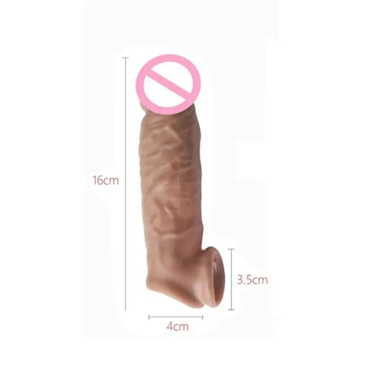 Realistico Estensione Del Pene Del Manicotto Del Rubinetto Riutilizzabile In Silicone Ingrandimento Del Pene Preservativi di Ritardo per Gli Uomini Dildo Enhancer Giocattoli Del Sesso Negozio Erotico