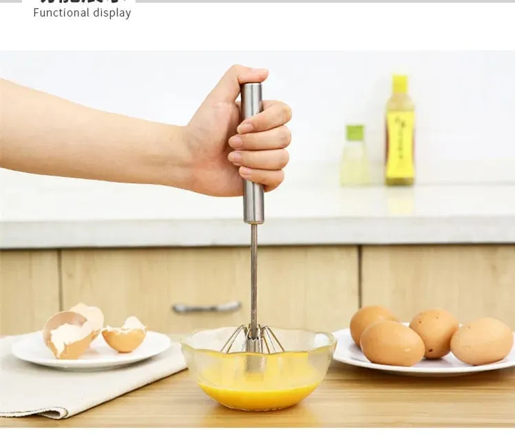 Household Semi-Automatic Rotating Egg Beater Stainless Steel Turning Cream Utensils Whisk Manual Mixer Kitchen Egg Tool