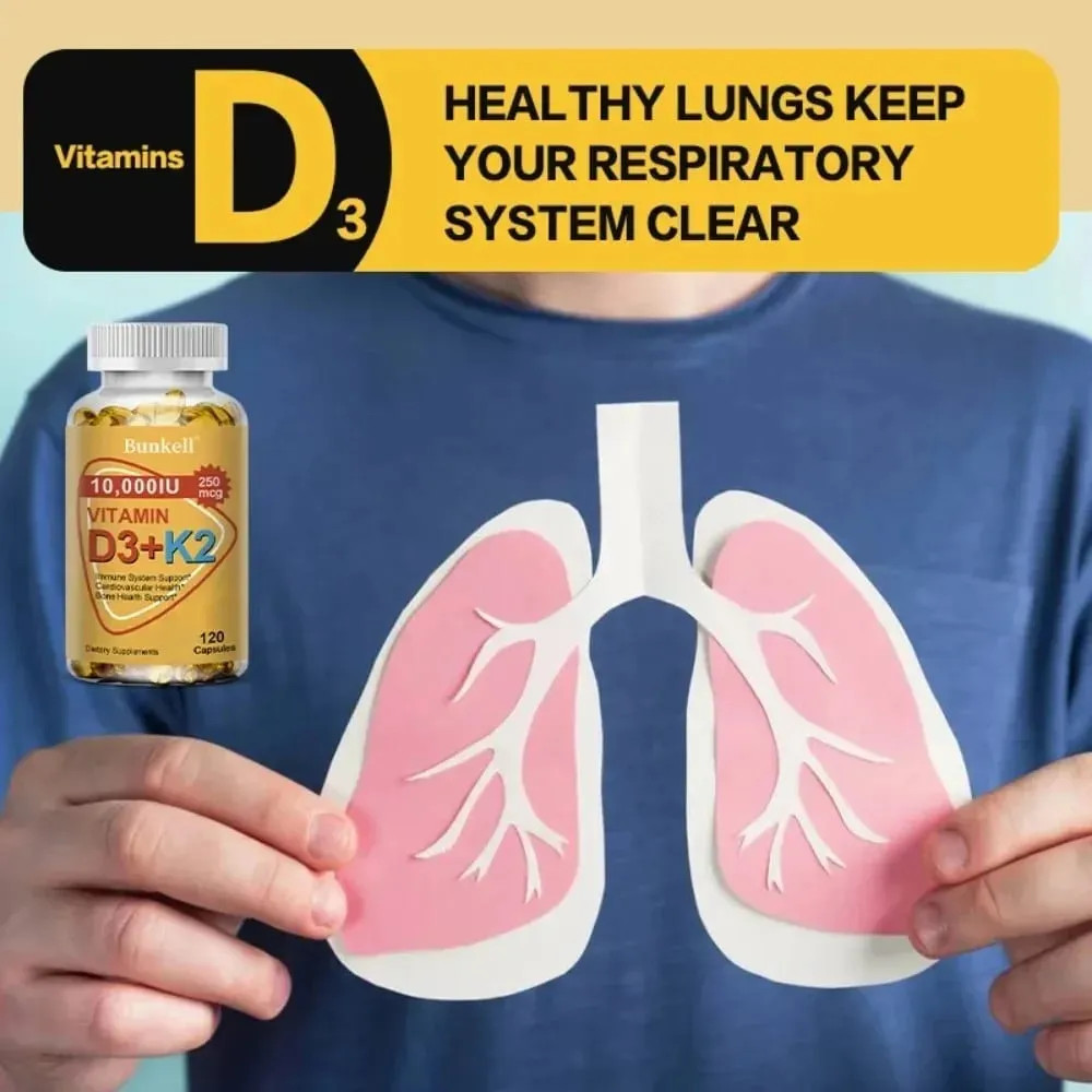 Natural Vitamin D3 K2 Softgels for Heart Joint and Bone Health D3 K2 Multivitamin Supplement