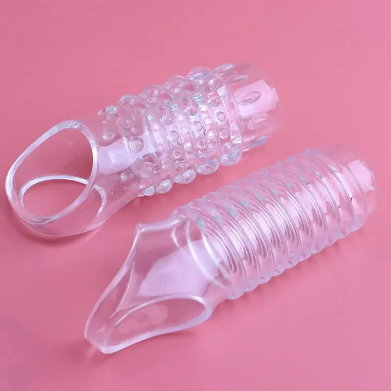 2pcs EXTENDER Condoms Vibrator Sleeve Delay COCK Ring Masturbation Product LOOP Dotted Clitoris Gspot Extend Sex Toys for Men