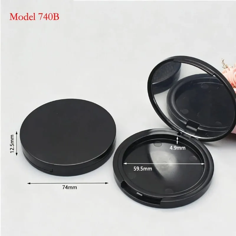 Batch Price For Black Color Round Shape Plastic Makeup Packaging Empty Compact Powder Case Powder Blusher Container