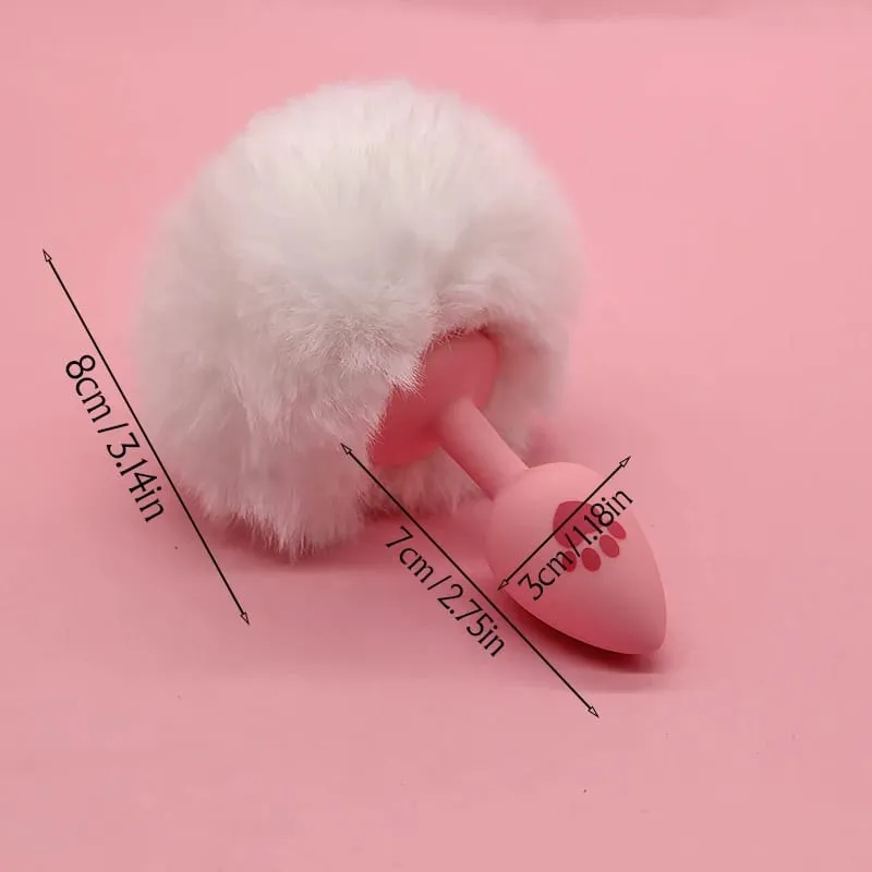 Soft Rabbit Long Tail Metal Anal Stopper SM Rabbit Tail Butt Plug Anal Sex Toys Prostate Massager Anus Sex Products for Men